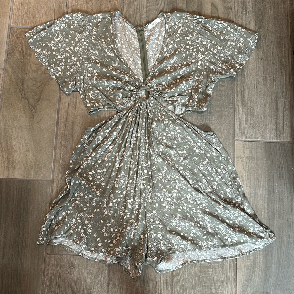 Green Floral Romper